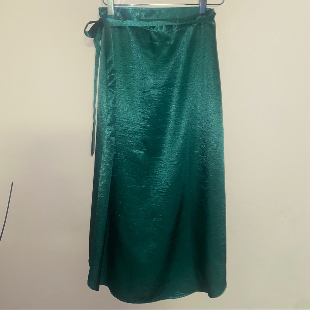 Revolve Privacy Please Emerald Java Wrap Skirt Gr… - image 6